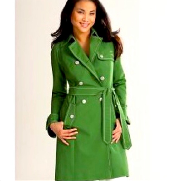 LOFT Jackets & Blazers - ⭐️ Ann Taylor Loft Emerald Green Double Breasted Trench Coat Size 4
